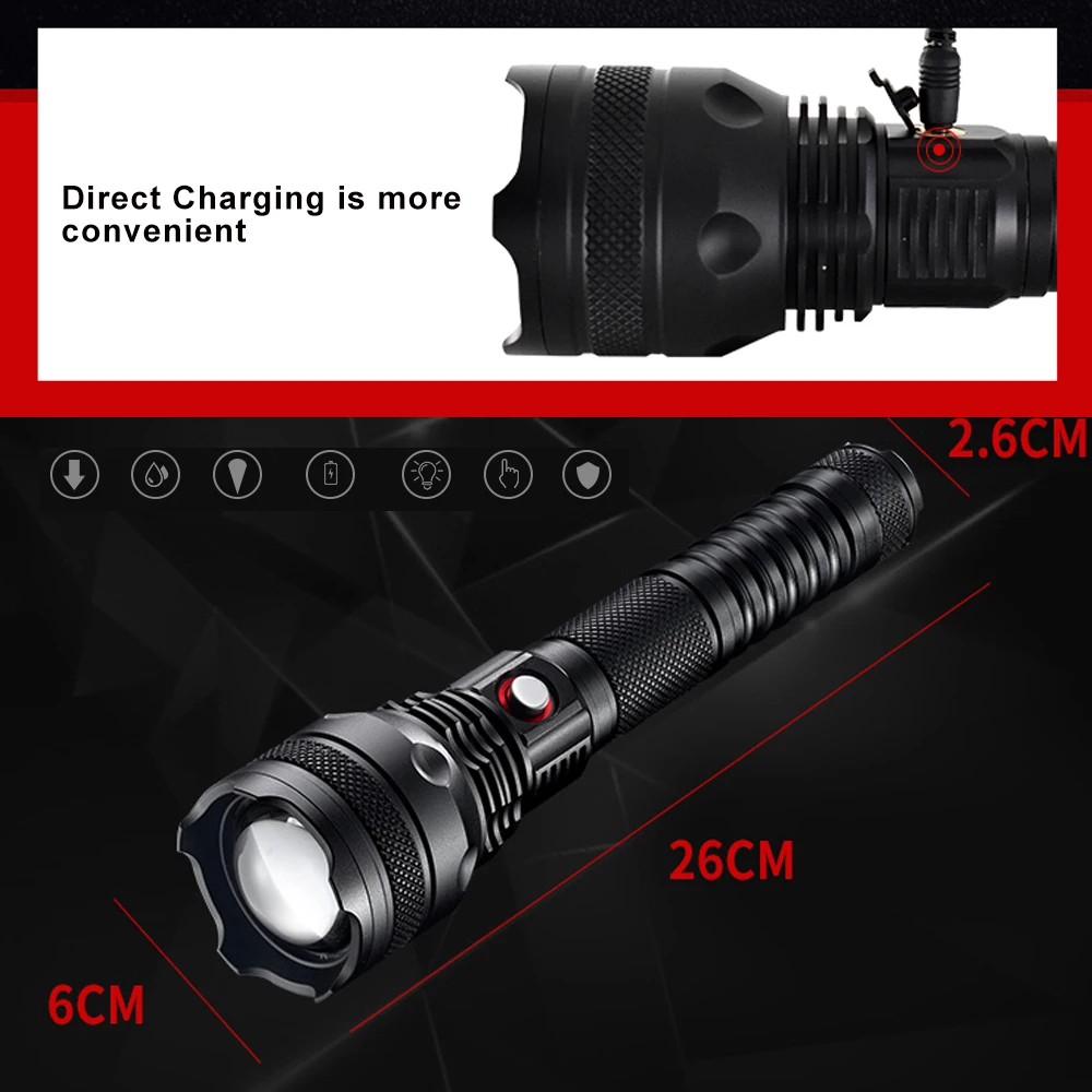 70000LM мощная мощность XHP70.2 50 фонарик военный светодиодный фонарь XHP70