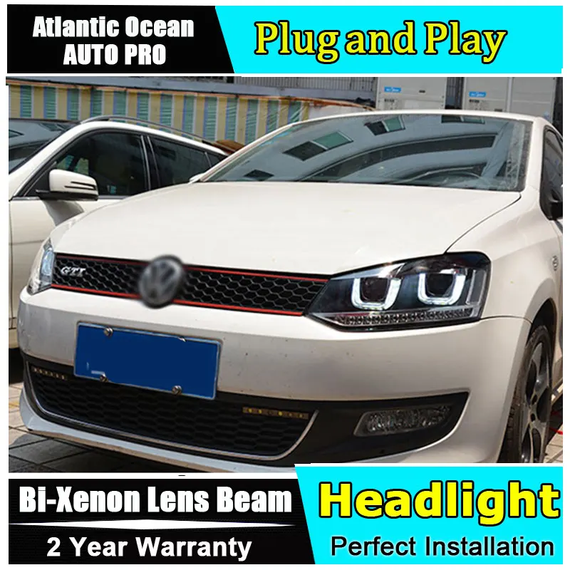 Для фар VW polo U angel eyes 2011 2018 для Bi xenon комплект с двойными линзами автомобильный