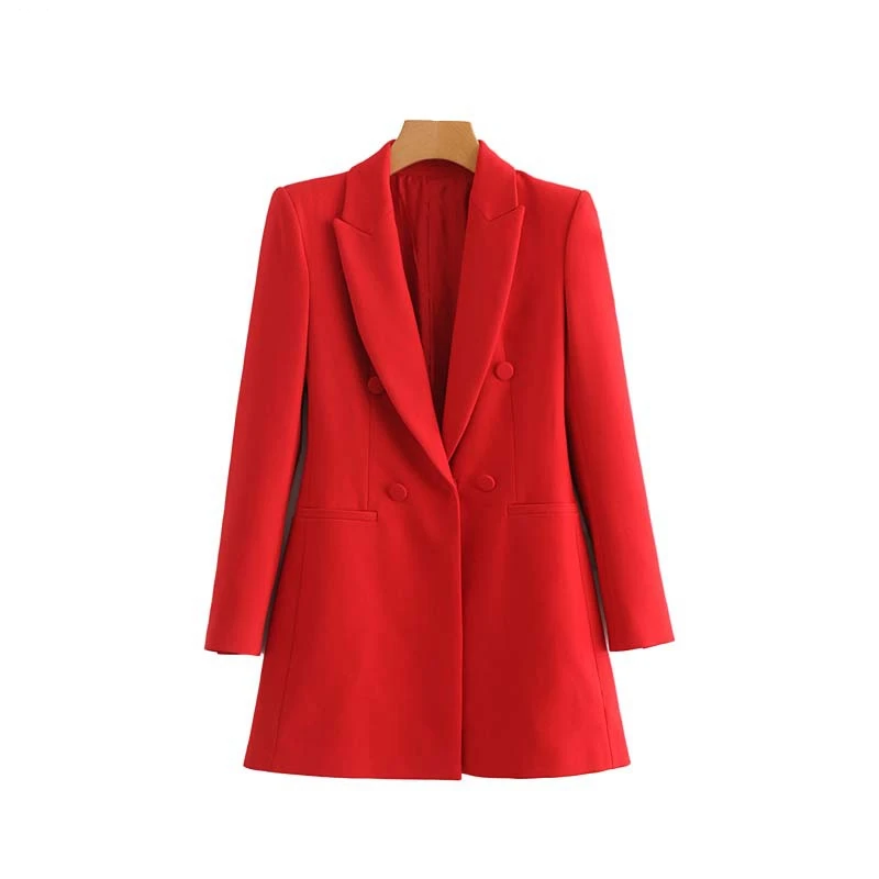 Женские блейзеры и куртки, блейзер с длинными рукавами, женская красная черная Корейская верхняя одежда, Офисная Женская рабочая одежда, осень - Цвет: Красный