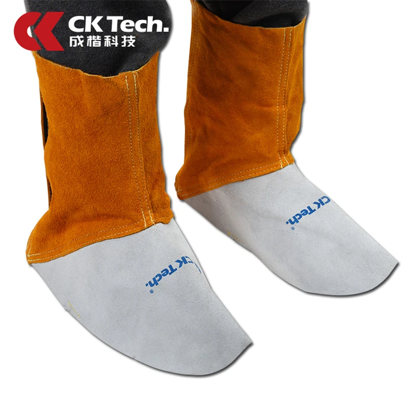 

CK Tech. Welding Leather Shoes Cover Flame Resistant Anti-Heat Wear Resistant Workplace Welder's Foots Cowhide Protective Cover