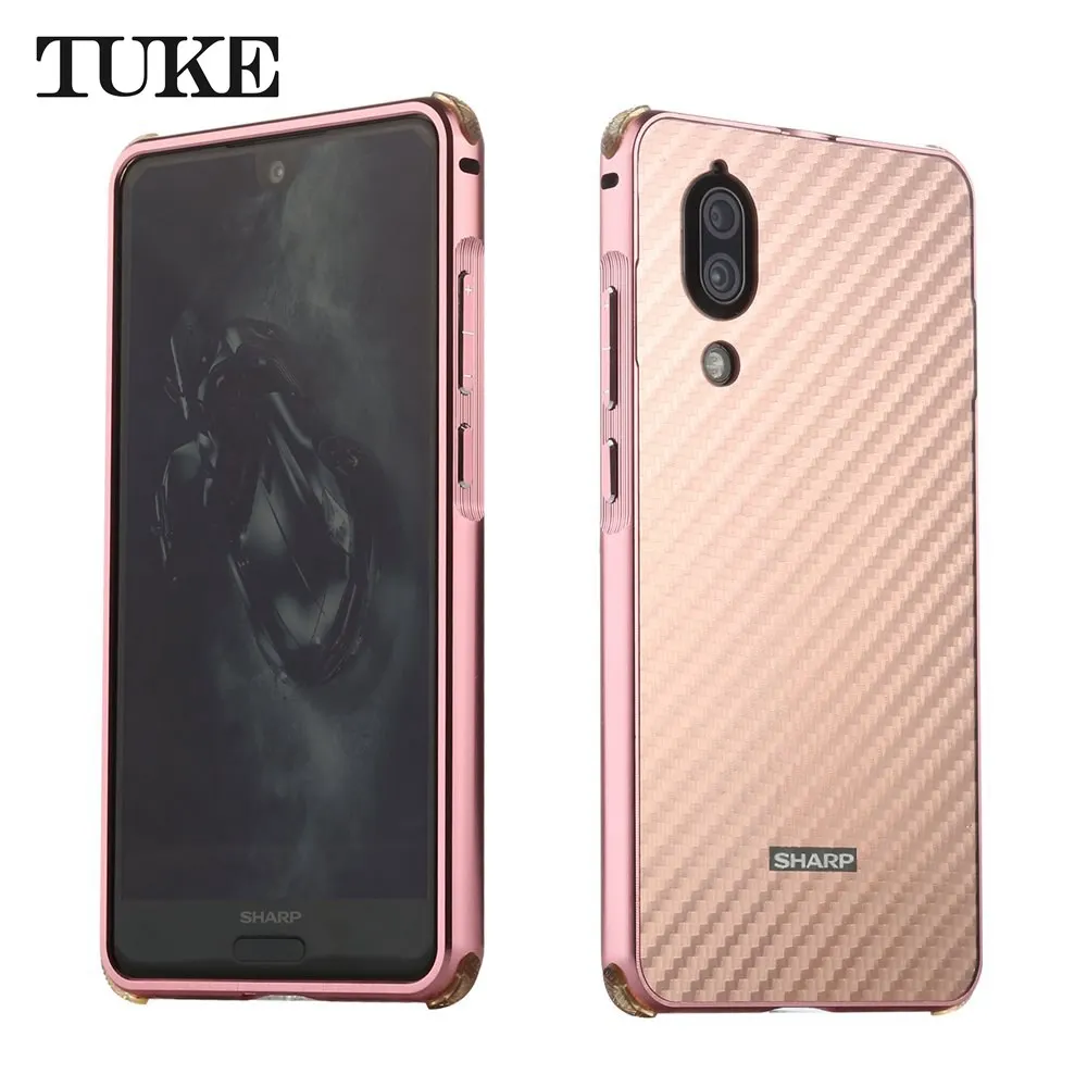 TUKE для SHARP AQUOS S2 Para Coque металлический алюминиевый бампер+ матовый чехол 2 в 1 из углеродного волокна для Xiaomi MI6 Funda - Цвет: ROSE