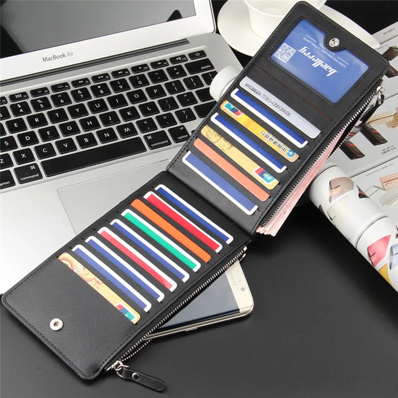 

Baellerry Men's Credit Card Holder Concertine Fold Extendable Design High Quality PU Leather Male ID Cards Case Wallet Purse Bag