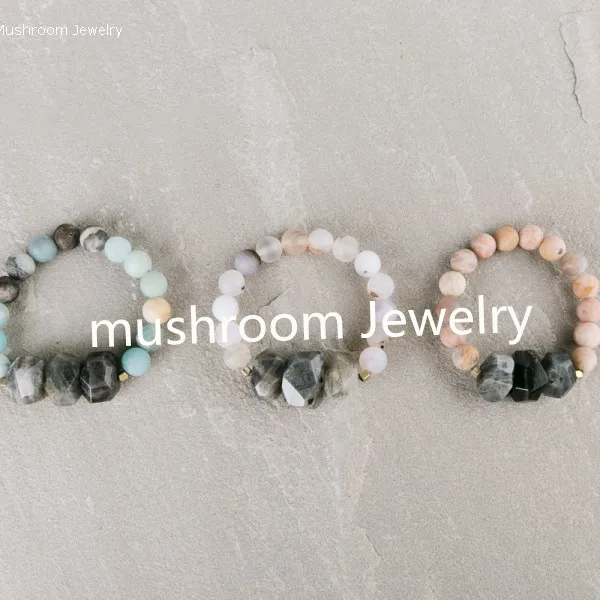 

Matte Sunstone Beads And Agates Amazonite Labradorite Nugget Boho Stretch Bracelet Stacking Bracelet