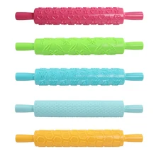 Многофункциональный Семейный Diy Торт Помадка шаблон Роллинг штифт цвет случайный антипригарная скалка для помадки тиснение трафарет для выпечки