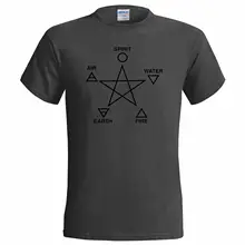 Pentagramme feu AIR terre symbole conception hommes t-shirt WICCA PAGAN occulte magie plus récent top T-shirts, mode Style hommes t-shirt, 2019 t-shirts chauds(China)