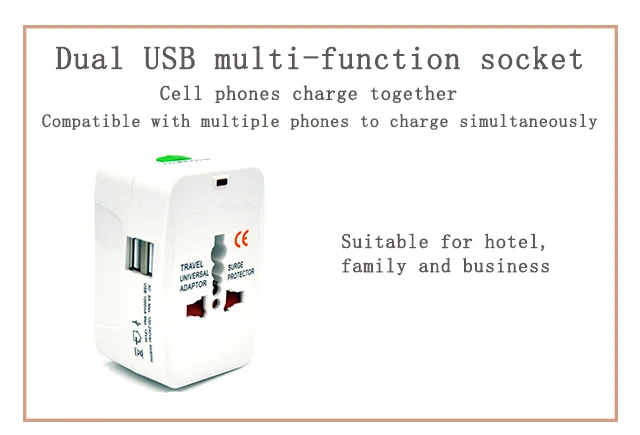 New 2USB Charging Port  Universal Worldwide Convenient Travel Wall Charger Power UK AU US EU Plug Adapter Adapter free shipping (1)