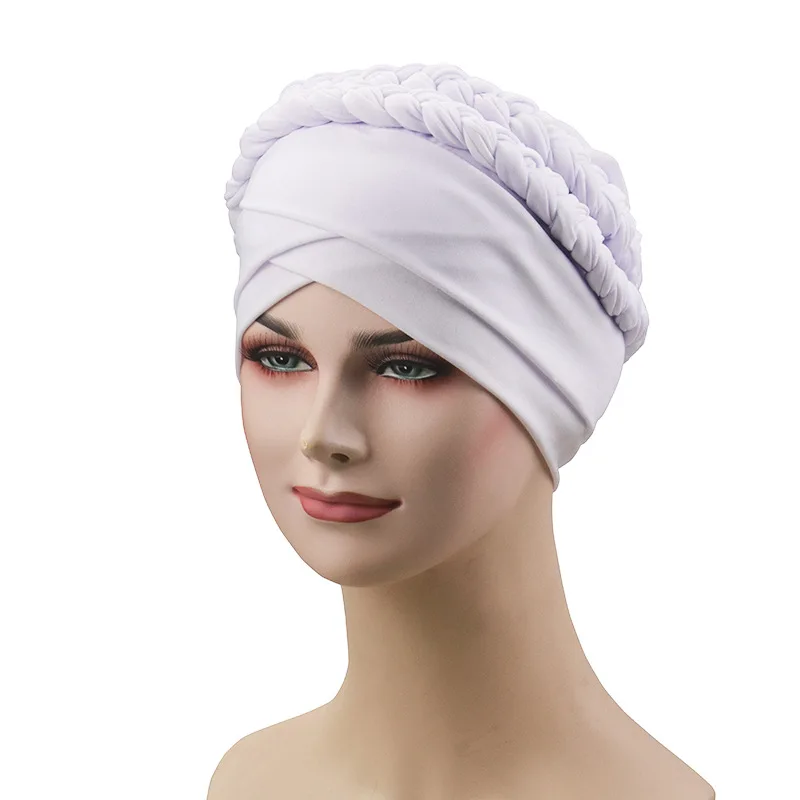 Мусульманские женщины Твист коса Шелковый Тюрбан шляпа шарф Рак шапка Хемо шапочка для химиотерапии хиджаб головные уборы головной убор аксессуары для волос