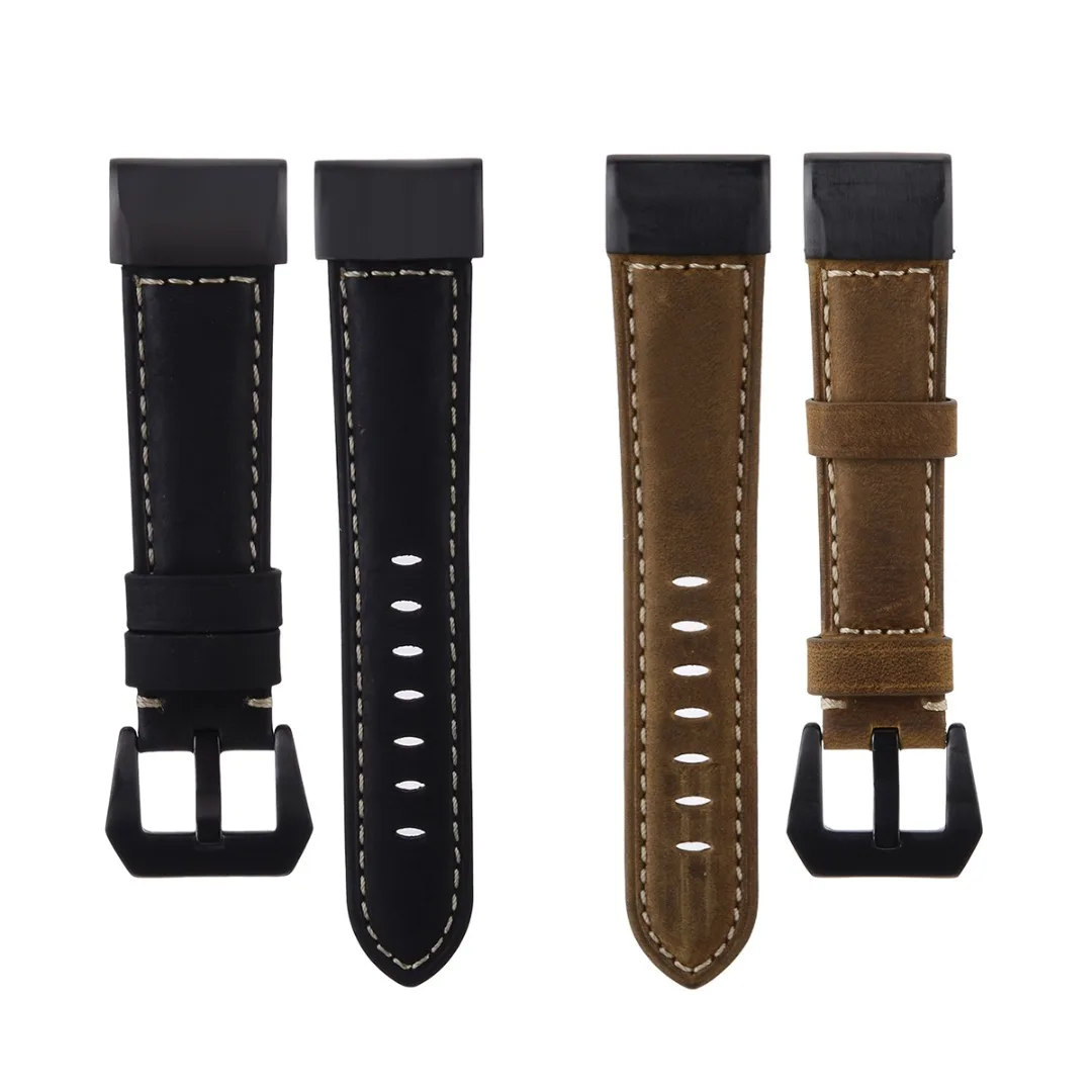 Shellhard New Quick Fit Genuine Leather Watchbands For Garmin Fenix 5/Fenix 5X 2 Colors Watch Band Wristband Strap