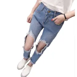 5xl плюс большие размеры Джинсы трусики женщины Весна-осень Стиль Осень 2018 feminina отверстие свободные джинсы женские A5123