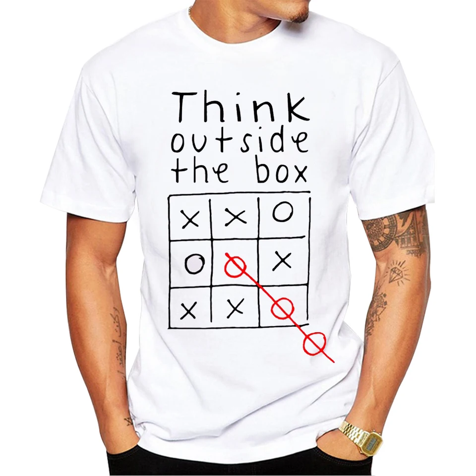 Think Out Side Cool The Box для мужчин мужской письмо Цитата женская пижама футболка с круглым вырезом забавные индивидуальные футболки mx130