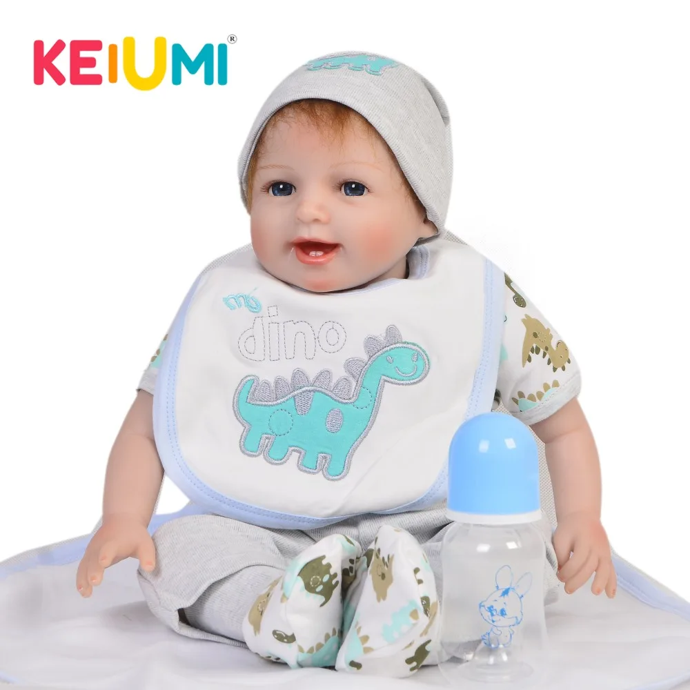 Новый улыбающиеся реборн для маленьких мальчиков 55 см мягкие силиконовые куклы