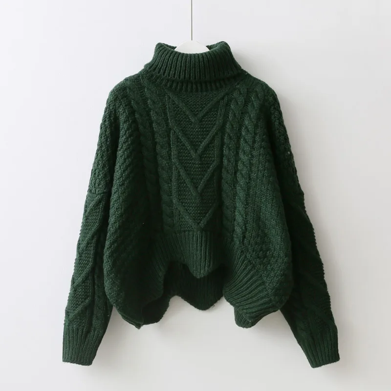 OMCHION Sueter Mujer Зима Водолазка с длинным рукавом Для женщин свитер женский и пуловеры негабаритных поворот утолщаются пуловер LMM69 - Цвет: Армейский зеленый