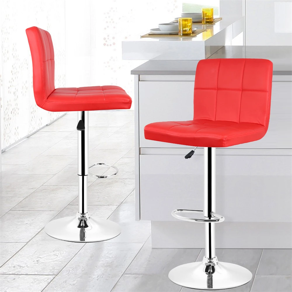 2pcs Modern Fashion Bar chair Soft PU Leather Barstool Chair Swivel Adjustable High Stool Kitchen Living Room Decor Funiture HWC