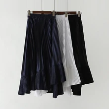 Новые летние женские юбки бархат Нерегулярные Длинный оборками Леди Элегантные линии юбки наивысшего качества