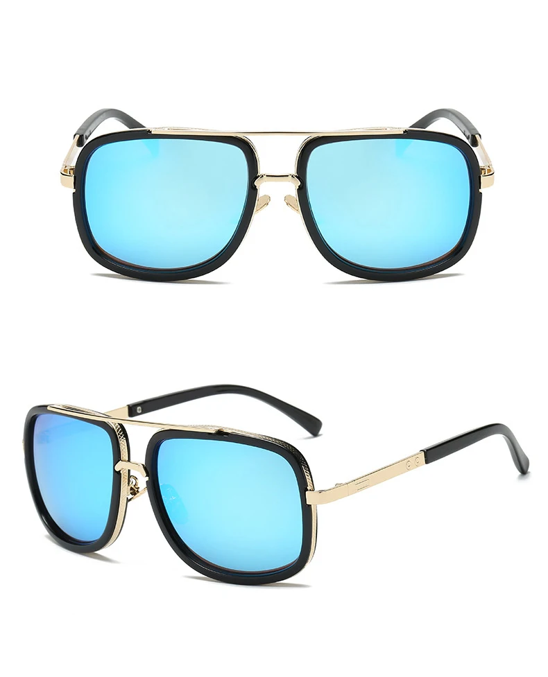 Luxury Brand Designer Twin-Beams Square Sunglasses Men Women Vintage Driving Cool Gradient Sun Glasses For Male oculos de sol