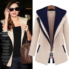 2018 Autumn Winter Women’s New Body Repair Fake Two Pieces of Zipper Cap Splice Small Suits Skinny Ladies Formal Woolen Coat