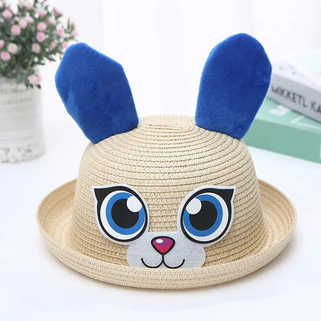 Соломенная шляпа для детей с кроликом из мультфильма летняя шляпа Топ baby sun Панама для мальчиков и девочек шляпа ребенок пляжный Z314