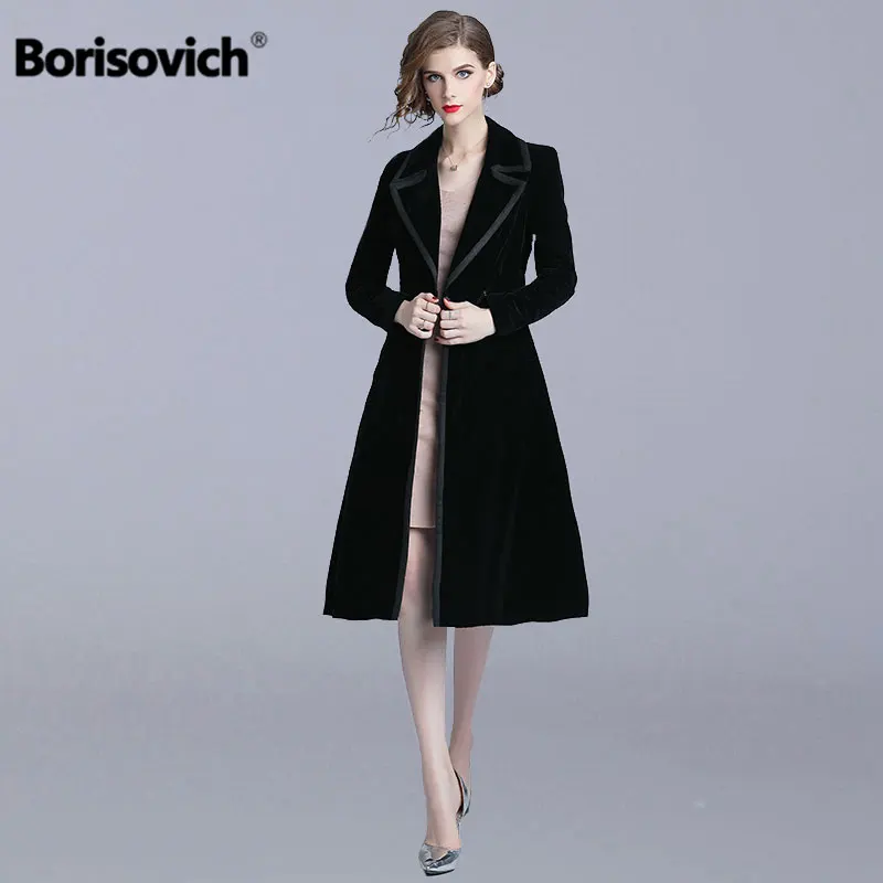 

Borisovich Women Trench Coat New 2018 Autumn England Style Turn-down Collar Luxury Elegant Female Outerwear Long OverCoats N053
