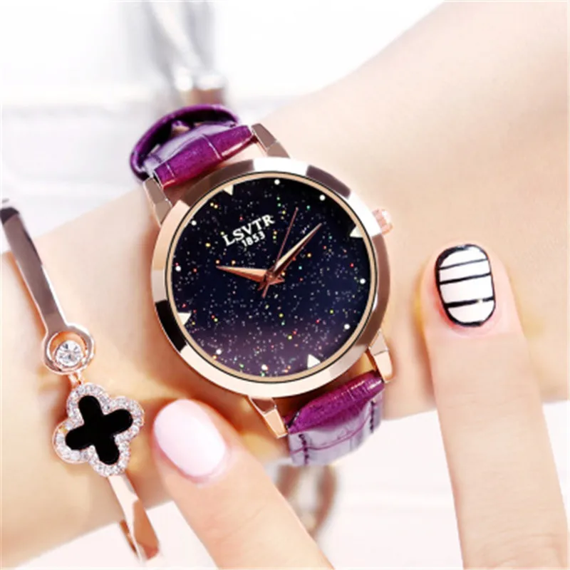 

2019 Fashion Women Starry Sky Watches Top Brand Luxury Diamond Clock Magnet Mesh Waterproof Female Wristwatch Bracelet Set Gift