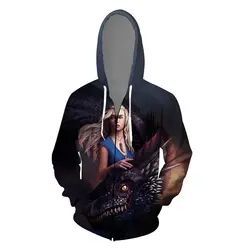 2019 новая популярная Игра престолов модные куртки с капюшоном с 3d принтом Мужская/женская уличная футболка с капюшоном пальто хлопок печати