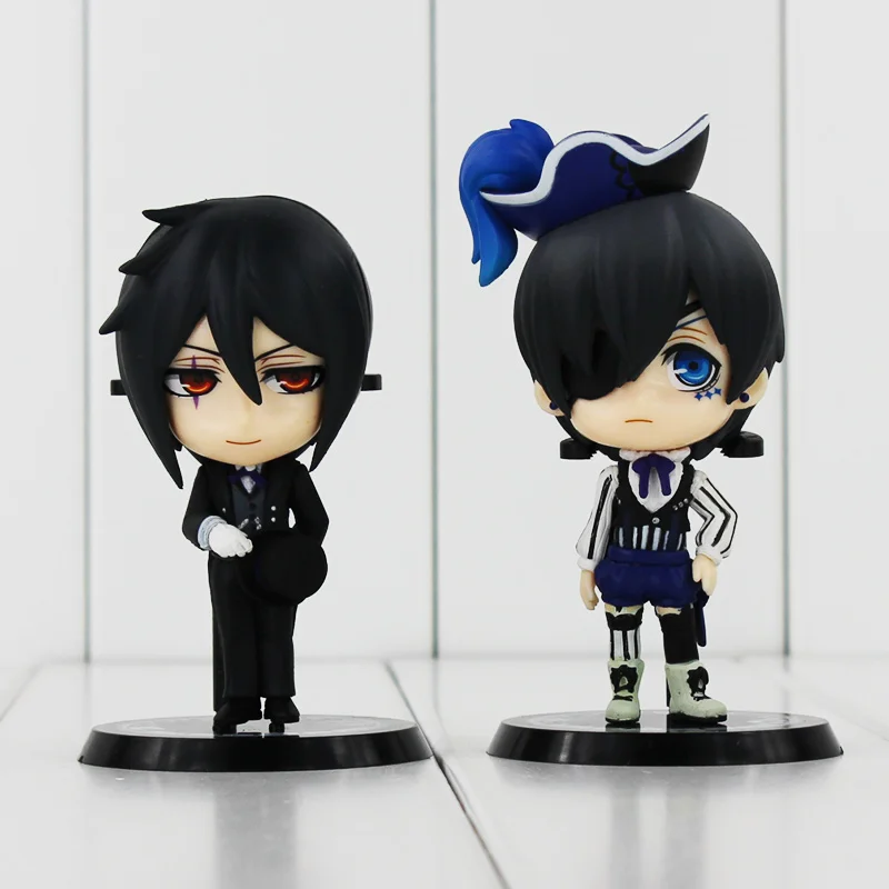 Cute Q Version 2 шт./лот 10 см экшн фигурки Kuroshitsuji Ciel Sebastian Michaelis из ПВХ модели игрушек|model