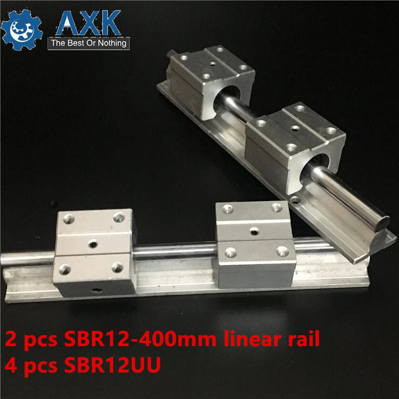 

12mm linear rail SBR12 400mm support rails 2 pcs + 4 pcs SBR12UU blocks for CNC for 12mm linear shaft support rails