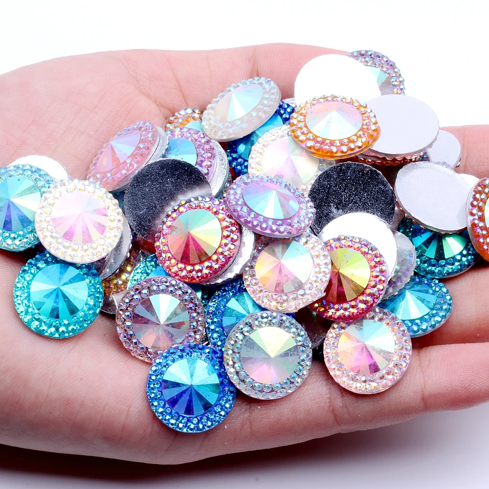 16mm 40/100 Piece Glue On Cabochons Round Flatback Resin Rhinestones 8