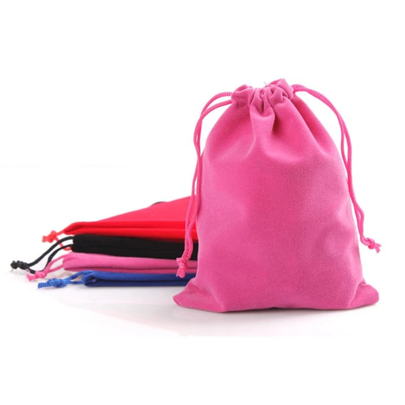 

10Pcs Lot Soft Jewelry Gift Bags Fabric Velvet Packaging Drawstring Gift Wedding Bags & Pouches free shipping Blue/black/red