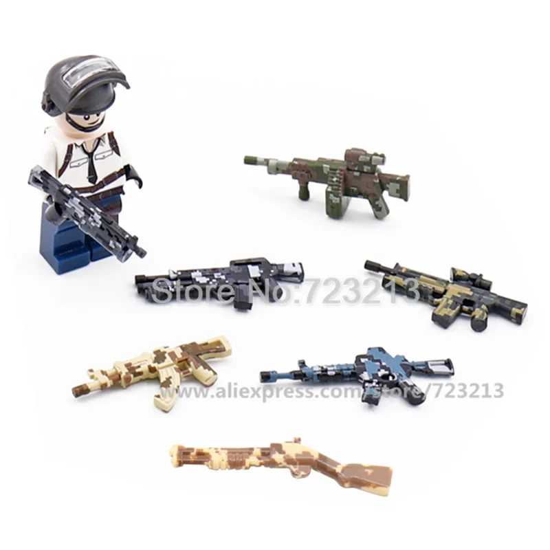 

AK47 5pcs Camo Gun Military Weapon Set Carbines Guns Submachine SWAT Part MOC Accessories Suit Building Blocks Brick Toy