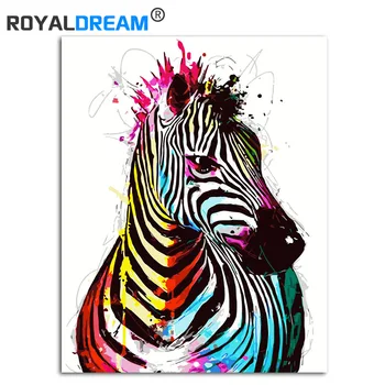 

ROYALDREAM Color Zebra Animals Abstract Painting Diy Digital Painting By Numbers Modern Wall Art Picture For Home Wall Artwork