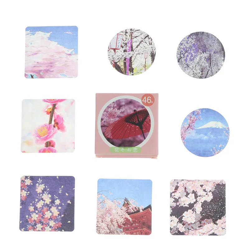 

46pcs / Box Creative Japanese Style Flower Love Boxed Stickers Mobile Phone Album Decoration Stickers Children'S Stationery
