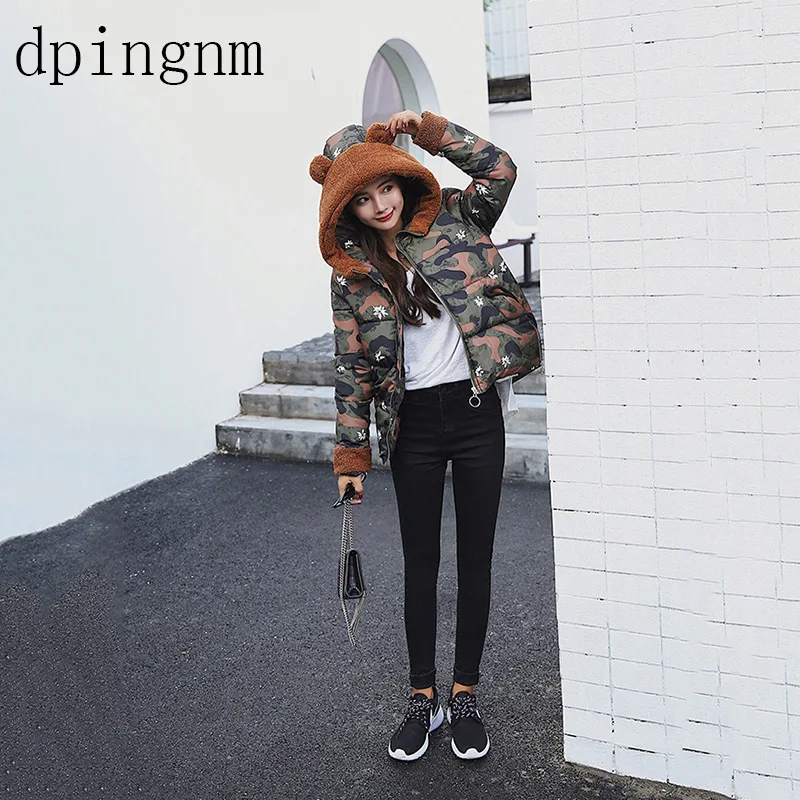 

2018 Winter Jacket women Plus Size Womens Parkas Thicken Outerwear solid hooded Coats Short Female Slim Cotton padded