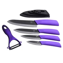 XYJ Marke Küche Keramikmesser Set Chef Schneiden Utility Schälmesser Für 3, 4, 5, 6 Zoll Lila Griff Küchenmesser + Schäler