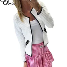 Celmia plus size S 4XL Women Jacket 2019 Autumn Women Basic Jacket Long Sleeve Pockets Slim