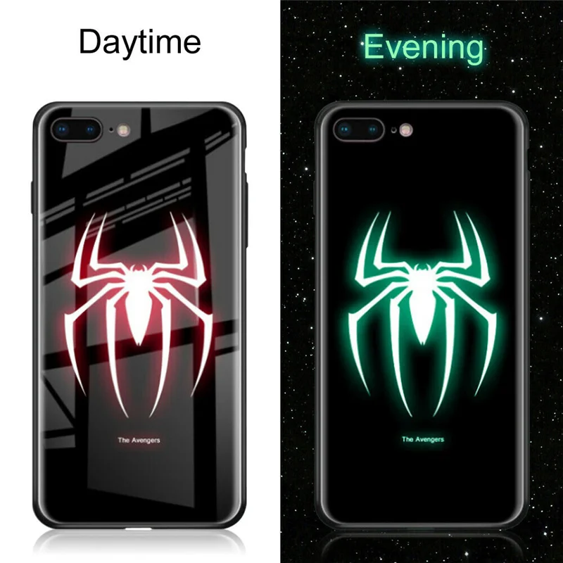 Luxury Batman Marvel Luminous Tempered Glass Cases For iPhone XS MAX XR 8 7 6 6s Plus X Samsung S8 S9 S10 Plus Note8 Note9 Cover