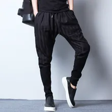 Brand men street sweatpants street hip hop harem pants male stripe splicing casual pant dancing trousers