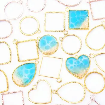 

12 Pcs/set Simple DIY Crystal Epoxy Frame UV Glue Metal Frames Mold Pendant Jewelry Making Accessories