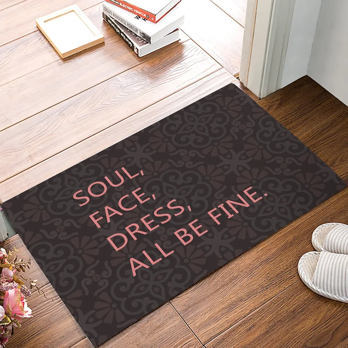 cheap Soul, Face, Dress, All Be Fine Vintage Retro Flower Brown Door Mats Kitchen Floor Bath Entrance Rug Mat