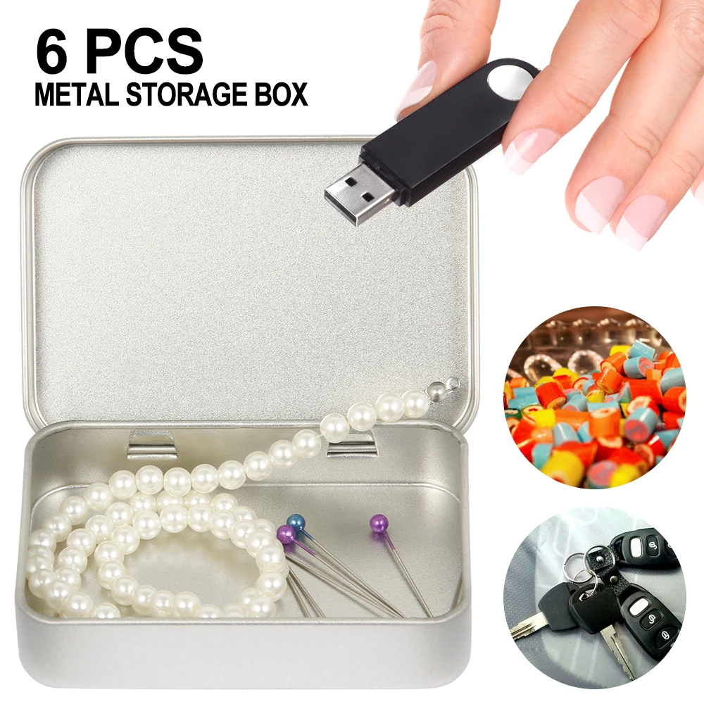 

1/6pcs Small Metal Storage Box Organizer Case for Key Coin Candy Delicate Mini Container Collections Pill Jewelry Moisture Proof
