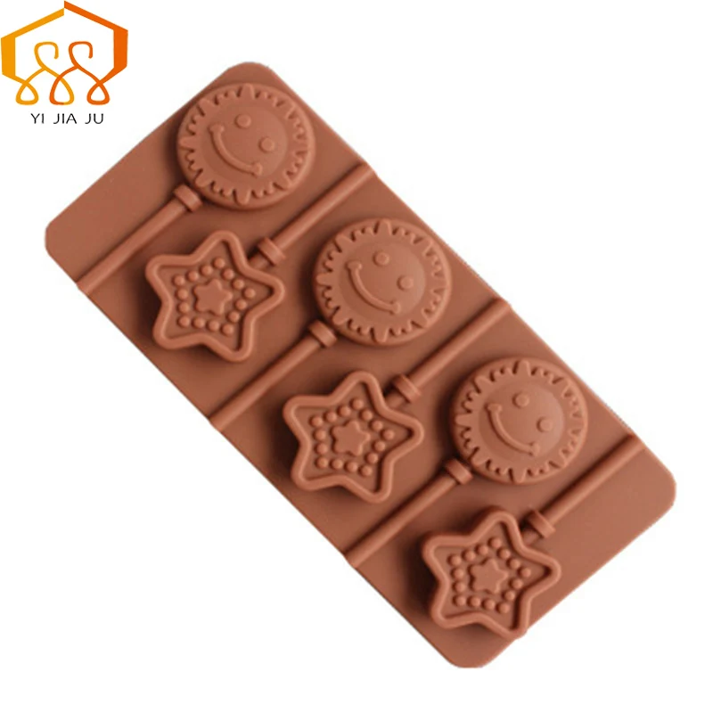 

Super Lollipop Pop 6 Holes Mould Silicone Sun Star Shape Party Cake Cookie Candy Chocolate Maker DIY Handmade Baking Tool Tray