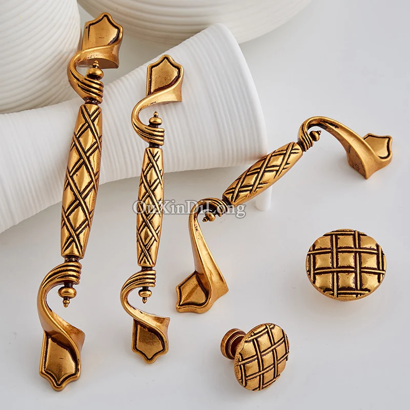 

Retro 10PCS Antique European Gold Furniture Handles Drawer Pulls Cupboard Wardrobe Closet Drawer Kitchen Cabinet Pulls Handles