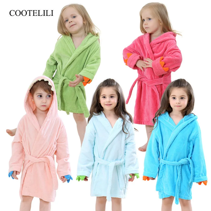 COOTELILI Boys Girls Animal Ears Bathrobe Hooded Bath Robes Towel Infant Baby Long Sleeve Hoodies Belt Bathing Robes Sleepwear (4)