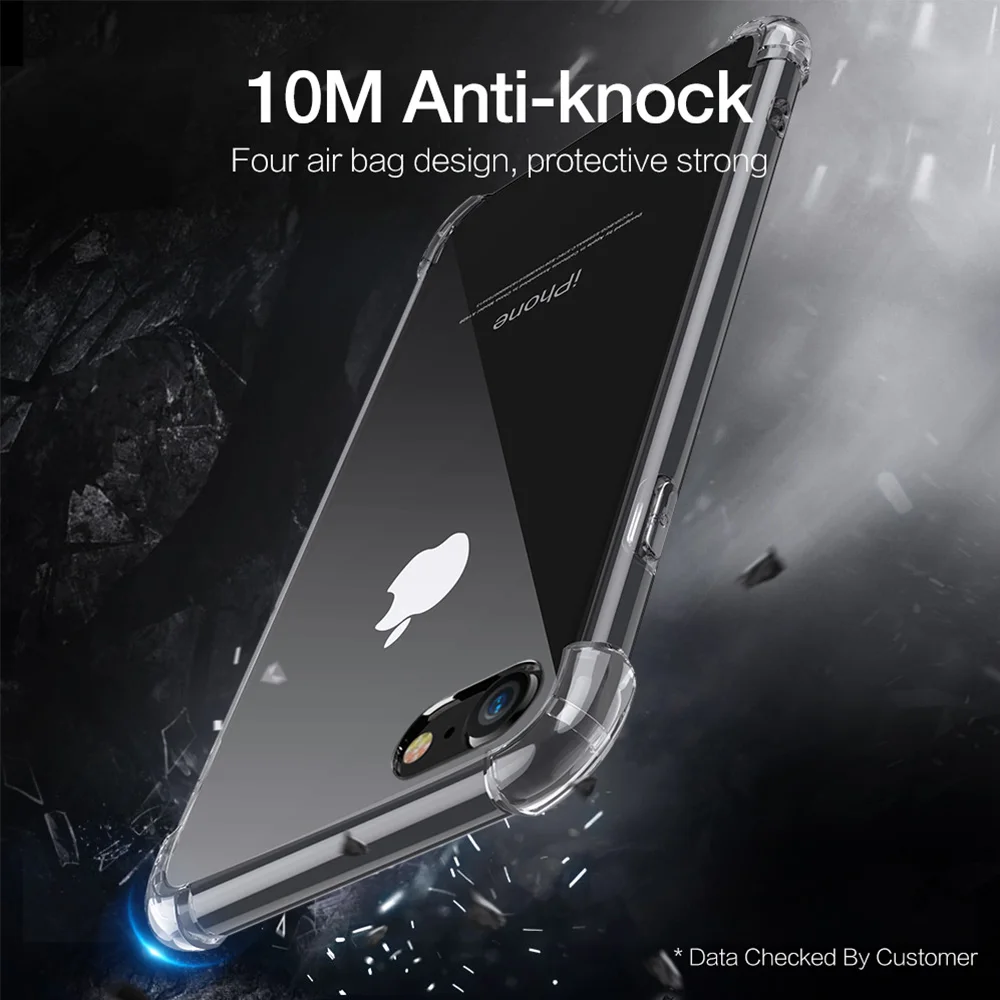 Прозрачный противоударный чехол KISSCASE для iPhone XS XR Max прозрачный мягкий