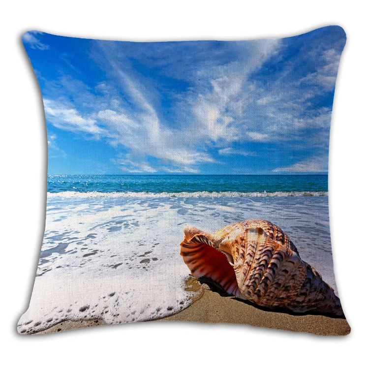 Sea Beach Cushion Cover Woven Linen Family Affection Sofa Car Seat Family Home Decorative Throw Pillow Case Housse De Coussin - Цвет: 5