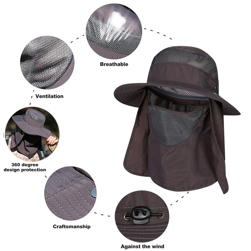 

Men Women Quick Dry 360 Degree Fishing Caps Sunshade UV Protection Removable Face Mask Ear Neck Cover Sport cap