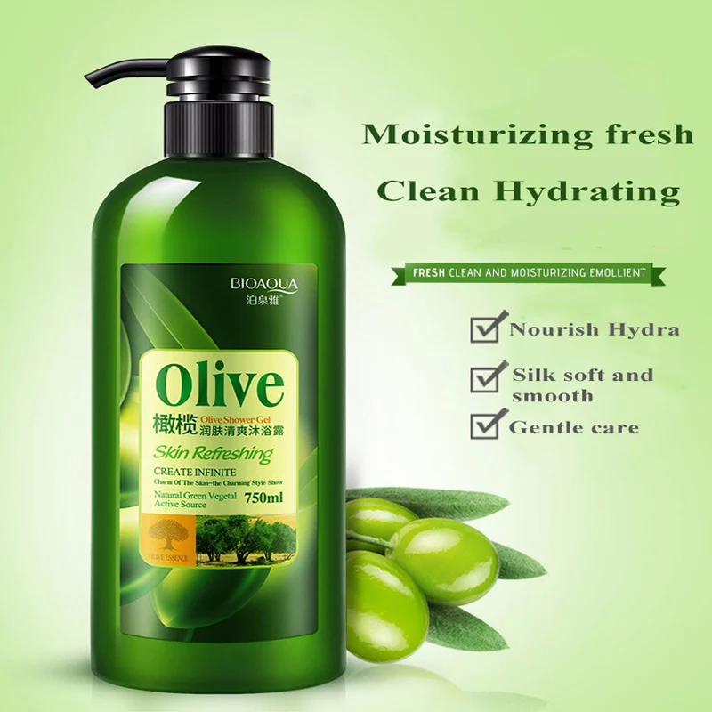 Harga BIOAQUA 750 ml Zaitun Menyegarkan Pelembab Shower Gel Pembersih Exfoliator Smoothing Hydrating tahan lama Aroma Tubuh Mencuci