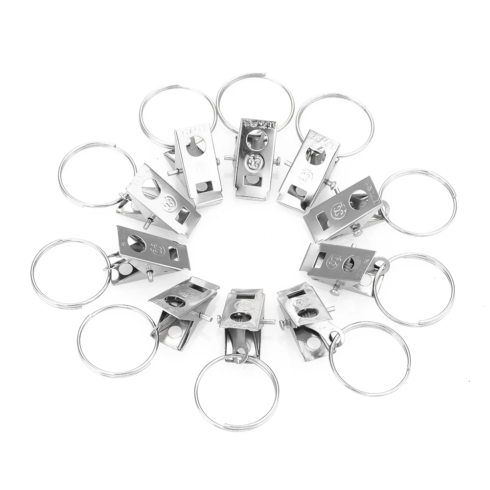

10Pcs Metal Window Curtain Drapery Rod Clips Clamp Eyelets Rings Universal