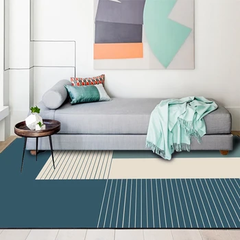 

Blue White Striped Carpet Rugs For Living Room Bedroom Area Rug Nordic Style Coffee Table Tapete Bedside Anti-Slip Floor Mats