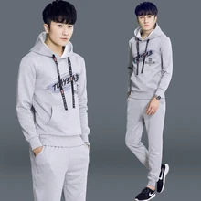 2019 Men's Sets 2 Pieces Sweatsuits Mens Tracksuit Pullover Hoodie and Pants Strips Hooded Sweatshirt Sportswear Mens Clothing