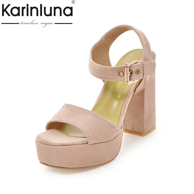 KARINLUNA Big Size 33-43 More Colors Platform Gladiator Shoes Women Square High Heels Party Wedding Sandals Lady